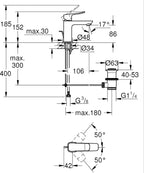 Dice Single Lever Basin Mixer Tap with Pop-Up