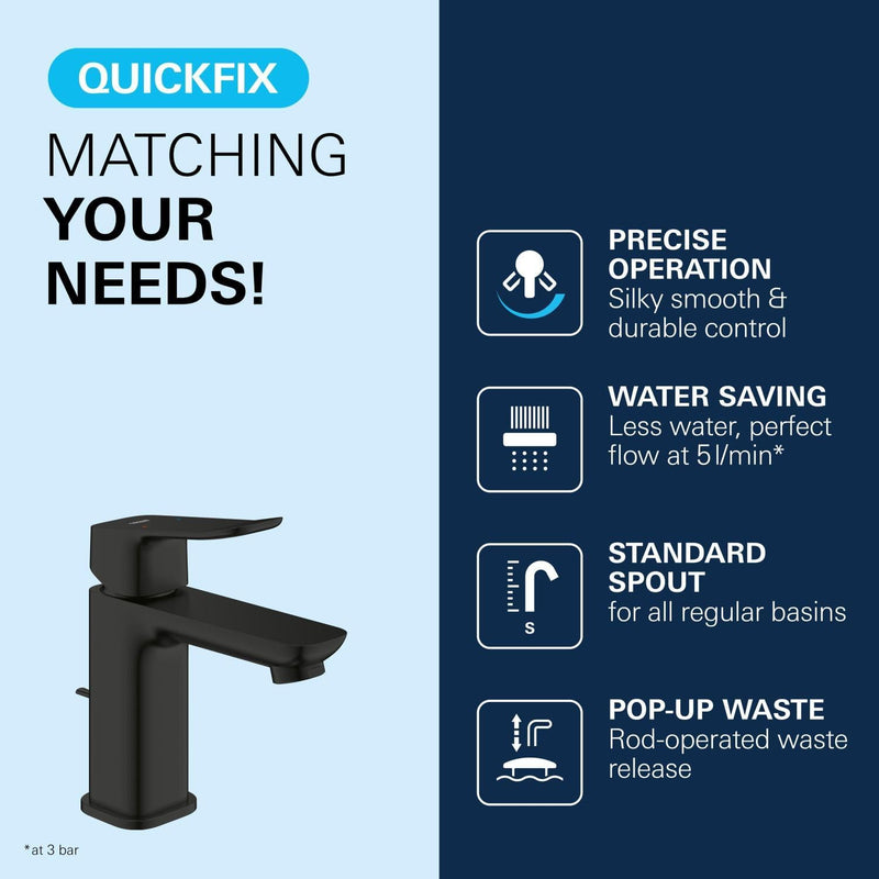 Dice Single Lever Basin Mixer Tap with Pop-Up