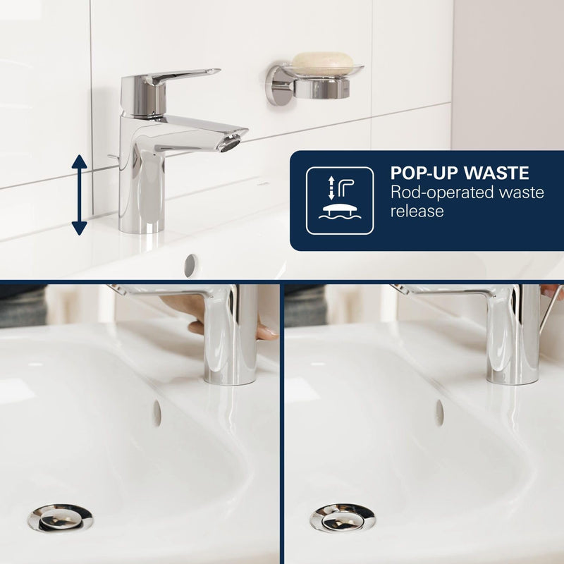 Dice Single Lever Basin Mixer Tap with Pop-Up