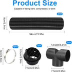 Diesel Heater Exhaust Pipe Set 75MM Ducting T