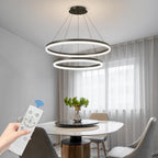 Dimmable LED Modern Chandelier 2 Ring Adjustable Hanging