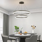 Dimmable LED Modern Chandelier 2 Ring Adjustable Hanging