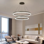 Dimmable LED Modern Chandelier 2 Ring Adjustable Hanging