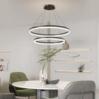 Dimmable LED Modern Chandelier 2 Ring Adjustable Hanging
