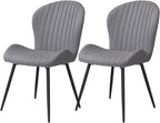 Dining Chairs Upholstered High Back Soft Padded Seat (Set of 2)