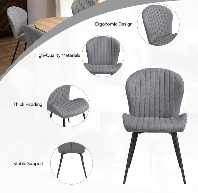 Dining Chairs Upholstered High Back Soft Padded Seat (Set of 2)