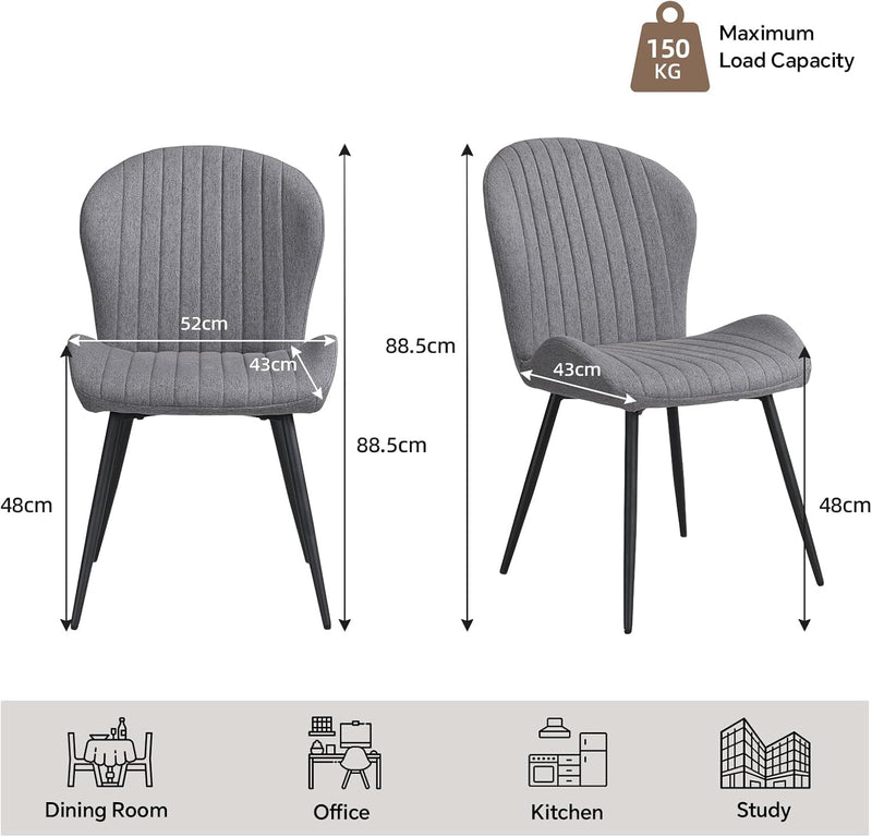 Dining Chairs Upholstered High Back Soft Padded Seat (Set of 2)
