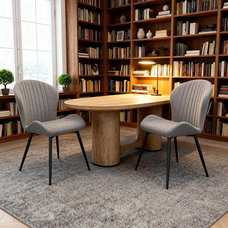 Dining Chairs Upholstered High Back Soft Padded Seat (Set of 2)