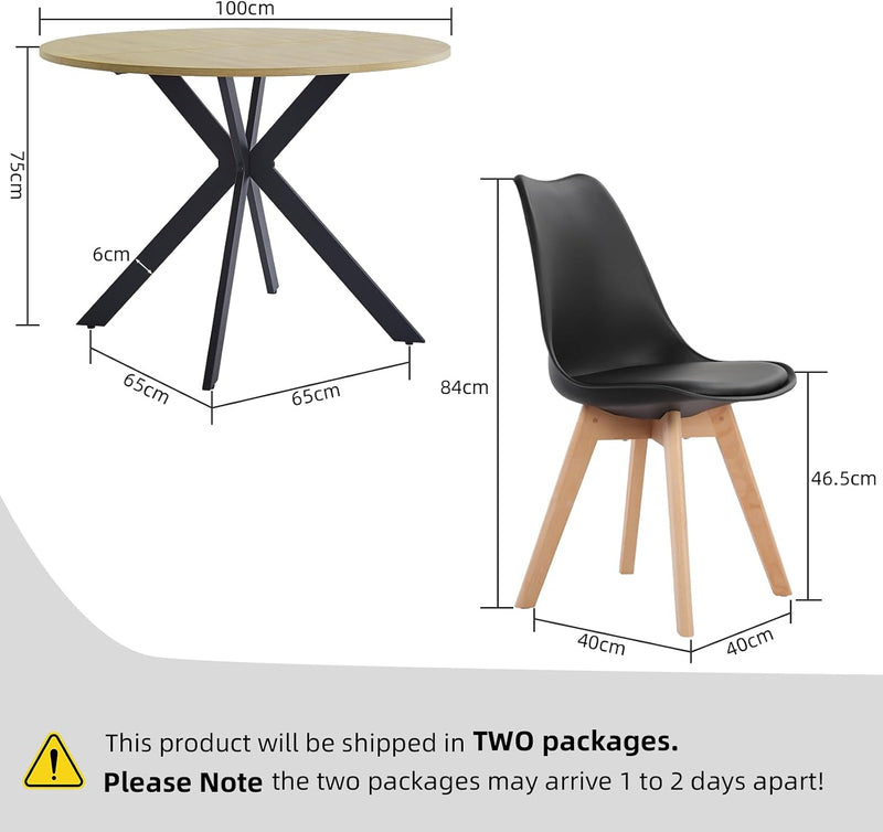 Dining Set Table and Chairs 5-Piece 100CM