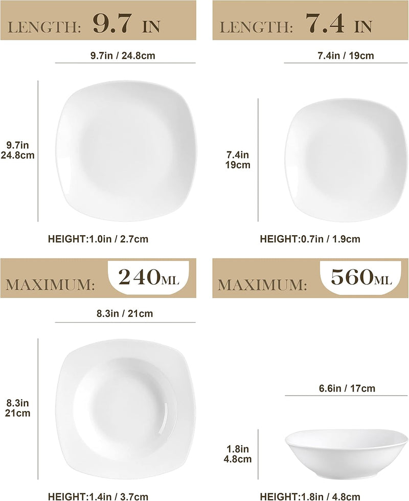 Dinner Sets 24-Piece Porcelain Plates and Bowls Set