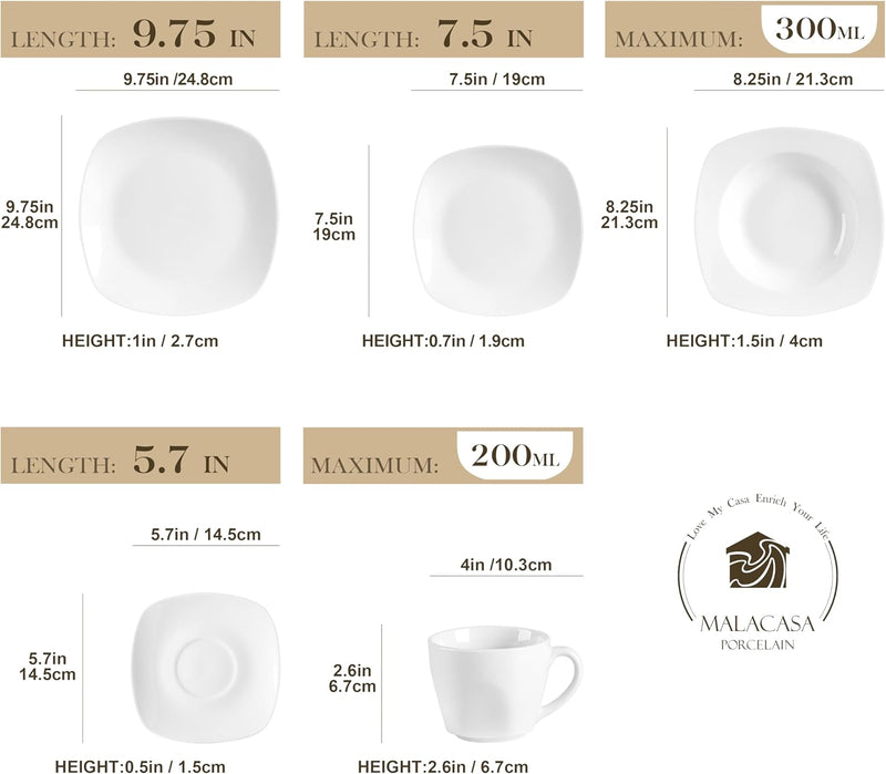Dinner Sets 24-Piece Porcelain Plates and Bowls Set