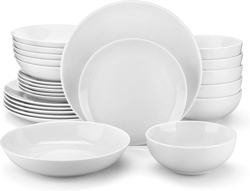 Dinner Sets 24-Piece Porcelain Plates and Bowls Set