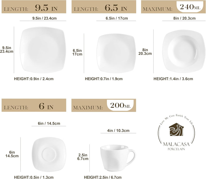 Dinner Sets 24-Piece Porcelain Plates and Bowls Set