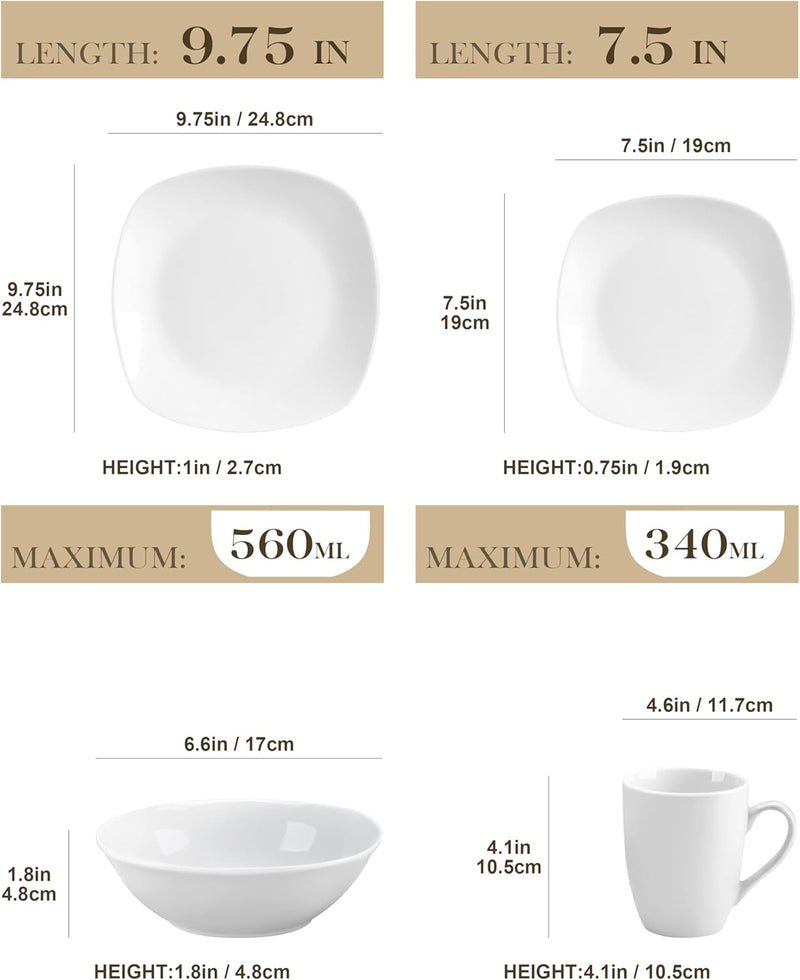 Dinner Sets 24-Piece Porcelain Plates and Bowls Set