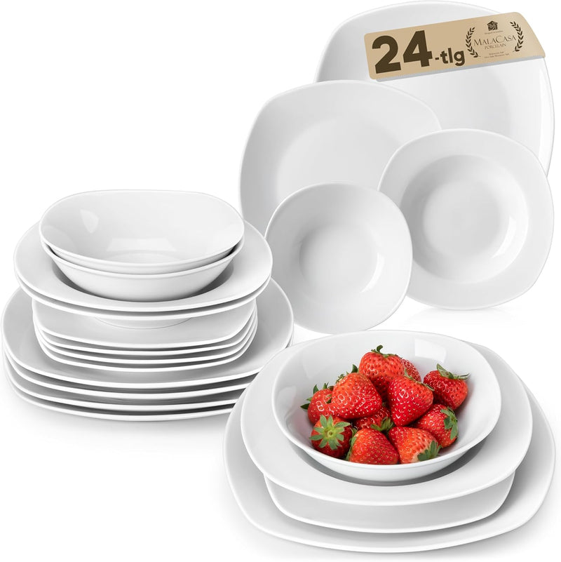 Dinner Sets 24-Piece Porcelain Plates and Bowls Set