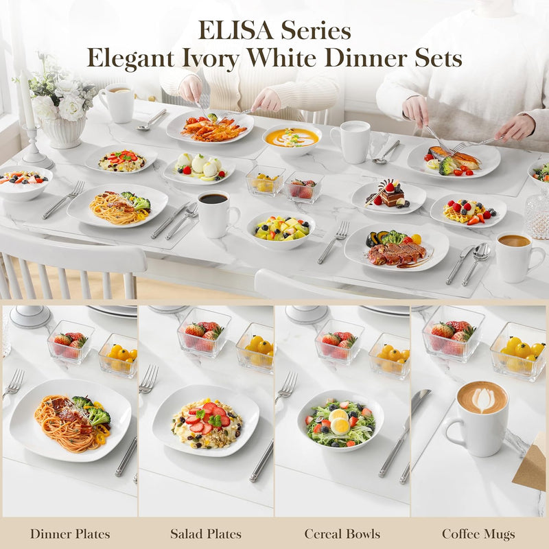 Dinner Sets 24-Piece Porcelain Plates and Bowls Set