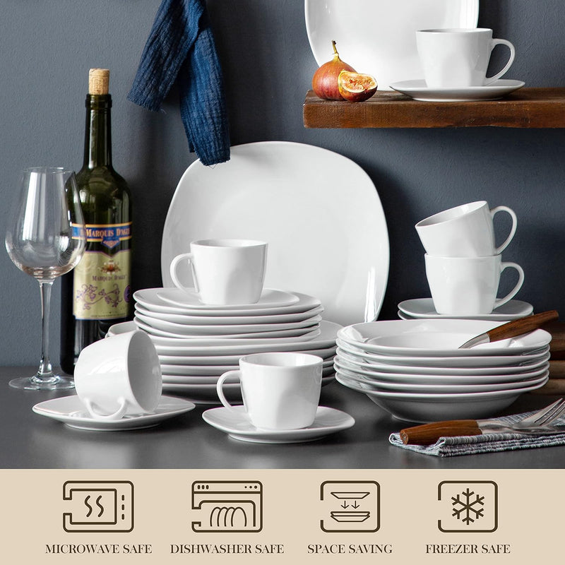 Dinner Sets 24-Piece Porcelain Plates and Bowls Set