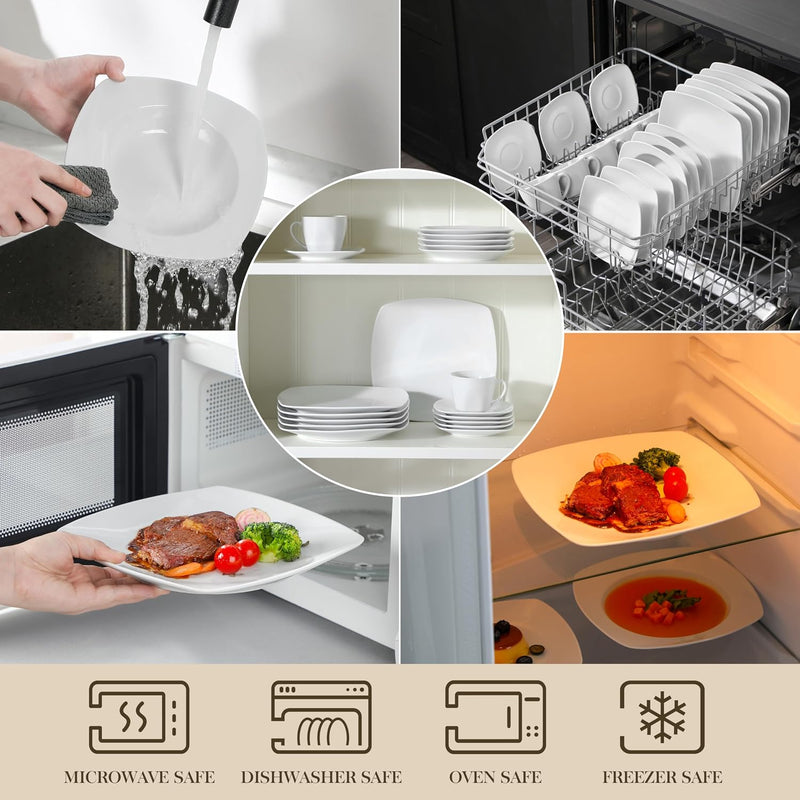 Dinner Sets 24-Piece Porcelain Plates and Bowls Set