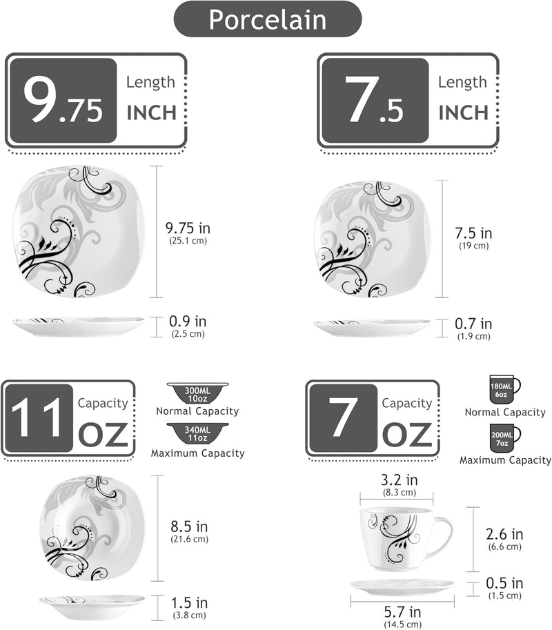 Dinner Sets for 6 People Porcelain Plates