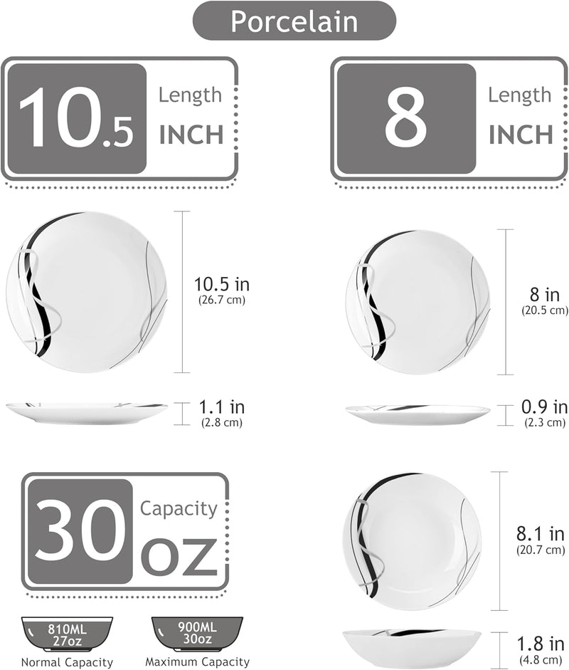 Dinner Sets for 6 People Porcelain Plates