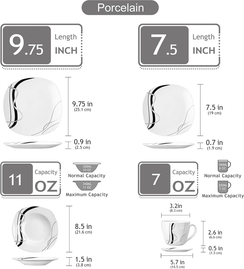 Dinner Sets for 6 People Porcelain Plates