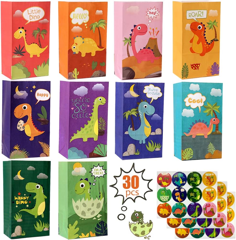 Dinosaur Party Bags 30 Pcs Thicken Dino Paper