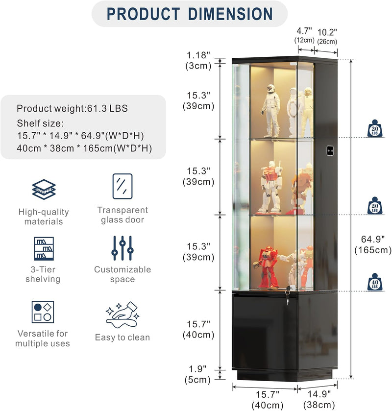 Display Cabinets with Lockable and Glass Doors