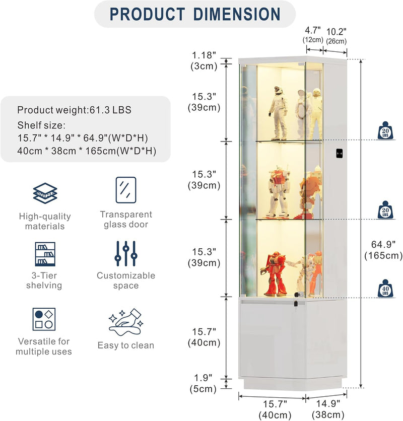 Display Cabinets with Lockable and Glass Doors
