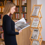 Display Sales Folding Bamboo Brochure Stand A4 Free-Standing