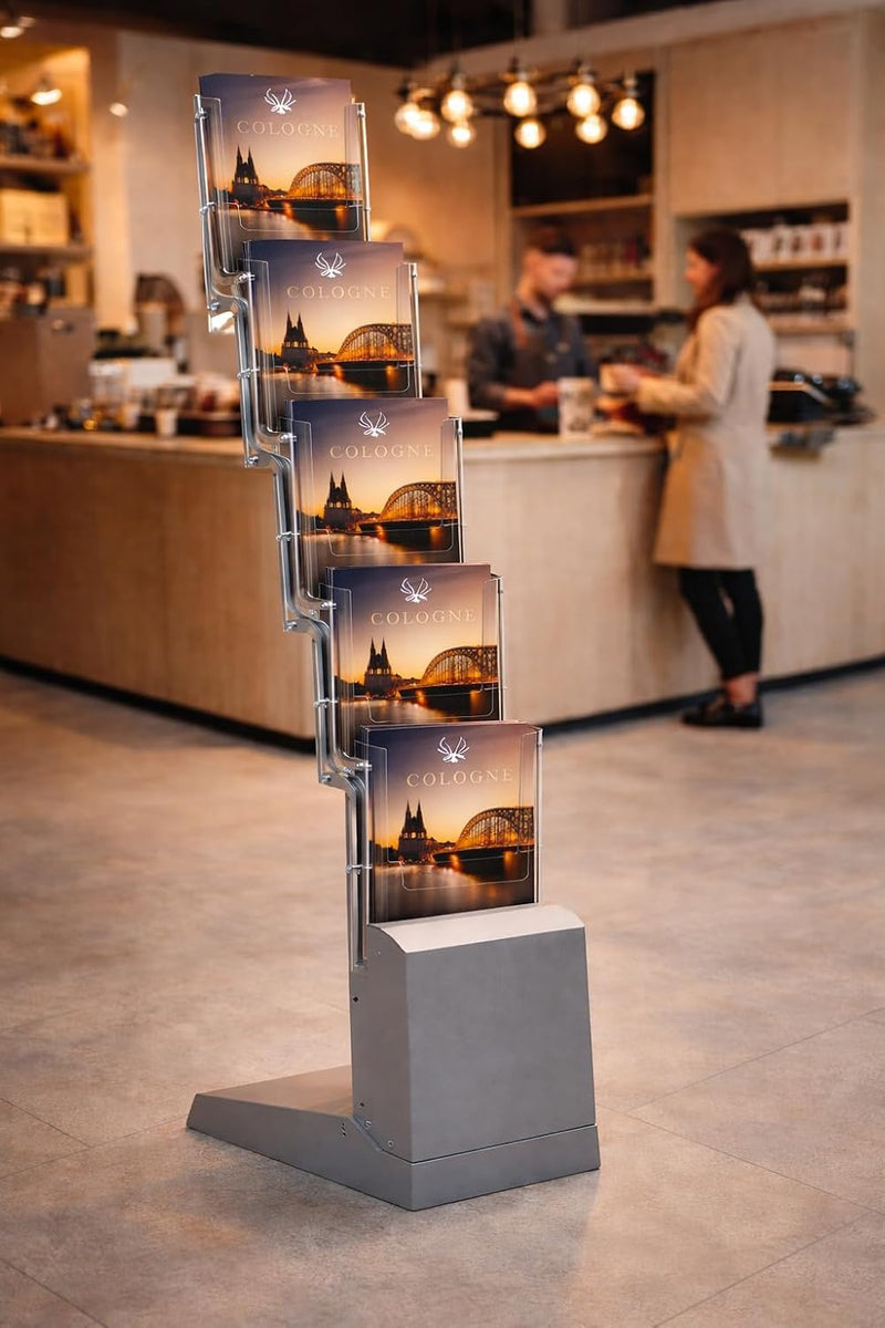 Display Sales Folding Bamboo Brochure Stand A4 Free-Standing