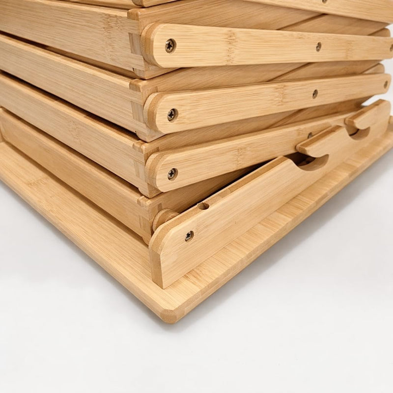 Display Sales Folding Bamboo Brochure Stand A4 Free-Standing