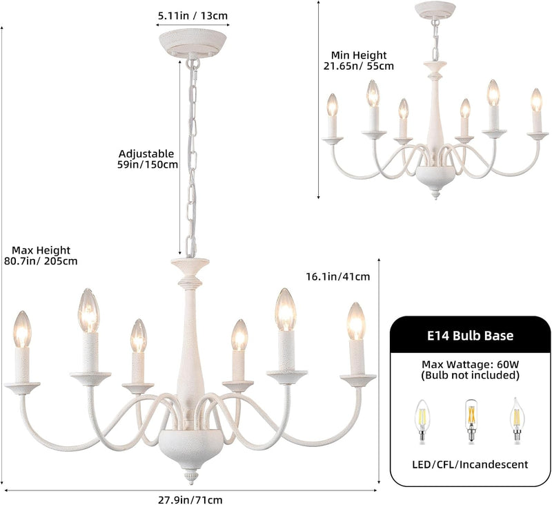 Distressed Chandeliers Ceiling Light 6 Lights Vintage French