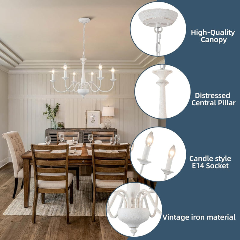 Distressed Chandeliers Ceiling Light 6 Lights Vintage French