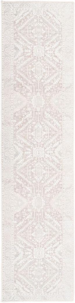 Distressed Tribal Style Neutral Cotton Area Rug Machine