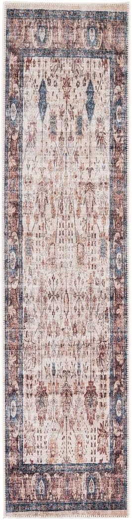 Distressed Tribal Style Neutral Cotton Area Rug Machine