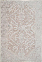 Distressed Tribal Style Neutral Cotton Area Rug Machine