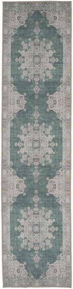 Distressed Tribal Style Neutral Cotton Area Rug Machine