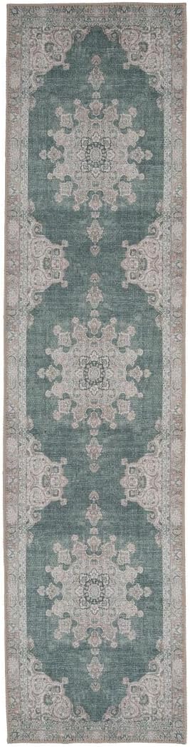Distressed Tribal Style Neutral Cotton Area Rug Machine