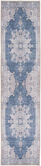 Distressed Tribal Style Neutral Cotton Area Rug Machine