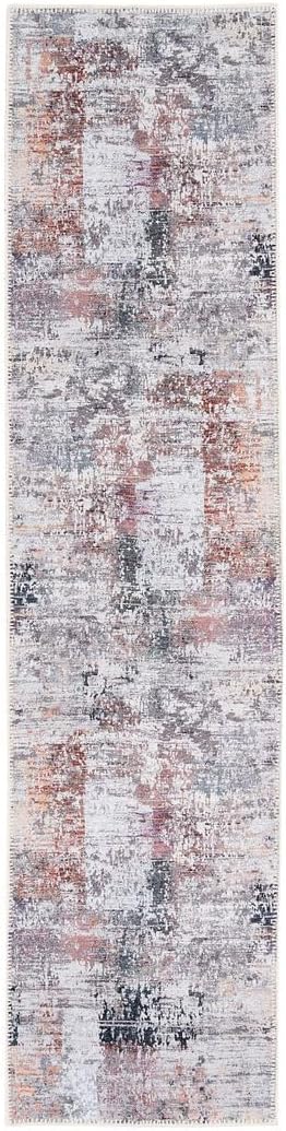 Distressed Tribal Style Neutral Cotton Area Rug Machine