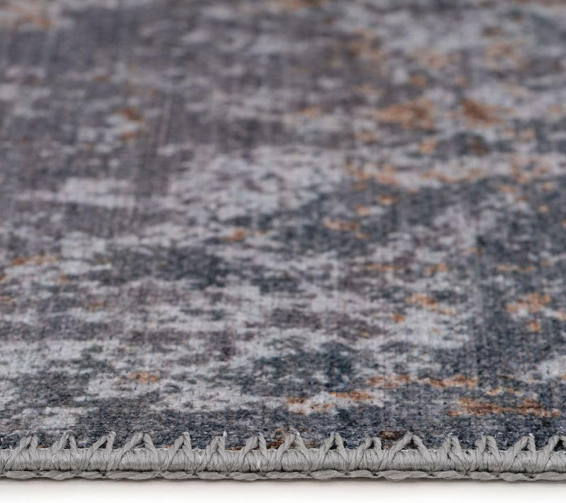 Distressed Tribal Style Neutral Cotton Area Rug Machine