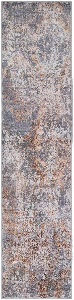 Distressed Tribal Style Neutral Cotton Area Rug Machine