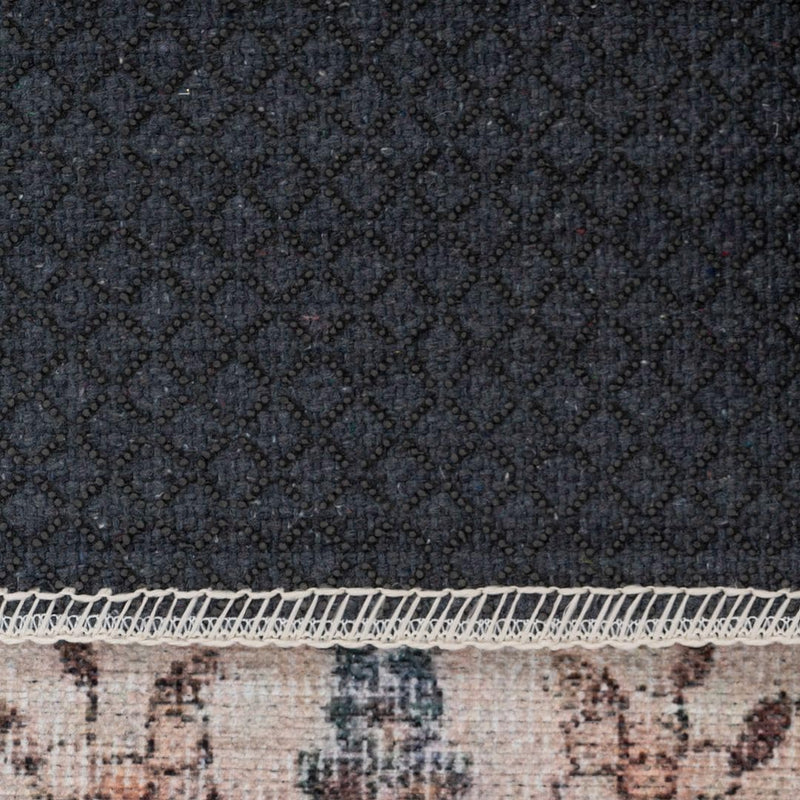 Distressed Tribal Style Neutral Cotton Area Rug Machine