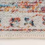 Distressed Tribal Style Neutral Cotton Area Rug Machine