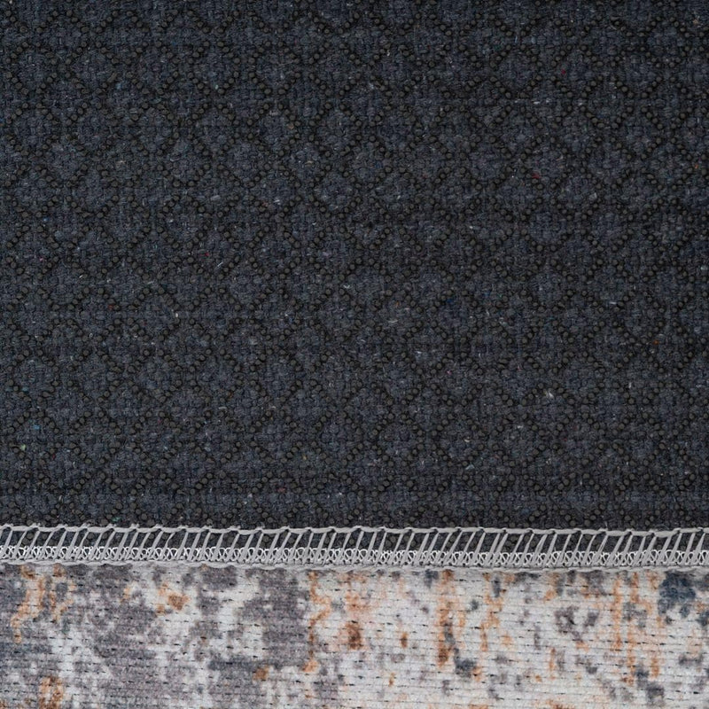 Distressed Tribal Style Neutral Cotton Area Rug Machine