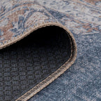 Distressed Tribal Style Neutral Cotton Area Rug Machine