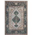 Distressed Tribal Style Neutral Cotton Area Rug Machine