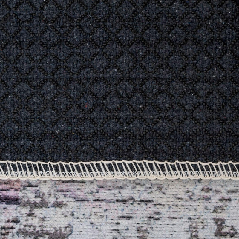 Distressed Tribal Style Neutral Cotton Area Rug Machine