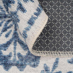 Distressed Tribal Style Neutral Cotton Area Rug Machine