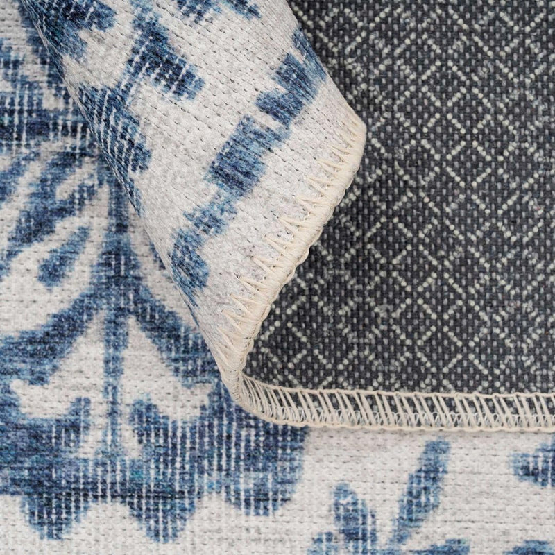 Distressed Tribal Style Neutral Cotton Area Rug Machine